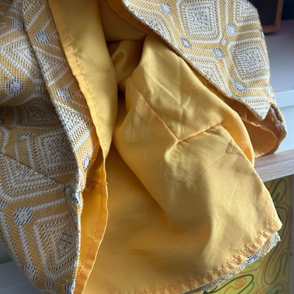 Amanda Chelsea Womens SZ 14 A-Line Skirt Yellow Chevron Brocade Career Zips - Picture 10 of 16